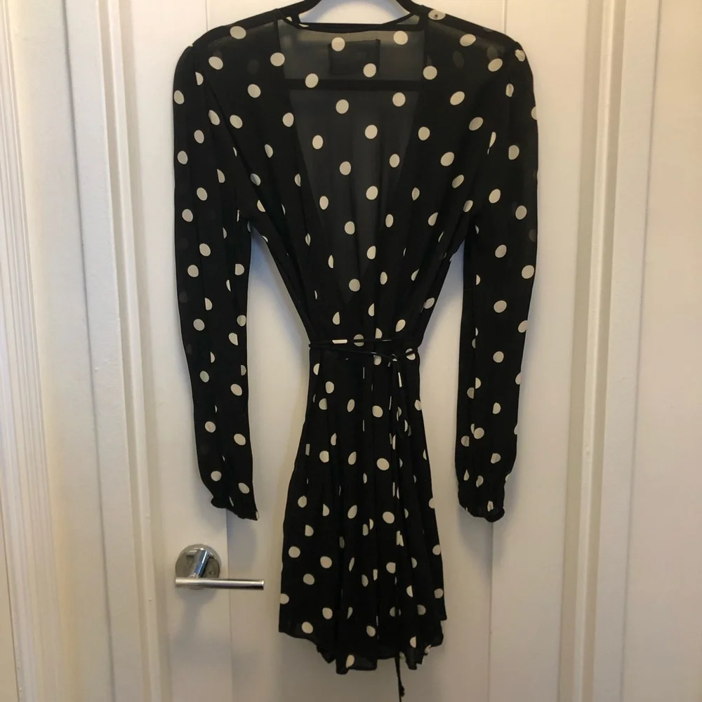 Reformation Black & White Polka Dot Mini Dress - Picture 3 of 8